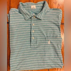 EUC Johnnie-O Hanging Out, 4 button polo shirt, blue stripe, XXL